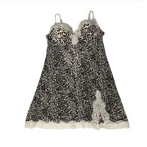 VICTORIA'S SECRET NIGHTIE PUSH UP BABYDOLL CHEMISE LEOPARD PRINT Boudoir 36B